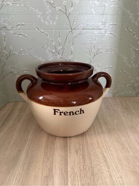 McCoy Pottery 342 Bean Pot Brown Tan  Ovenproof Double Handle Vintage No Lid